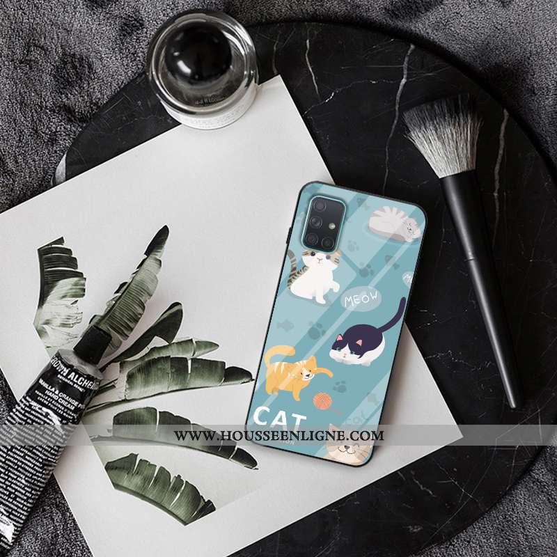 Étui Samsung Galaxy A51 Dessin Animé Silicone Difficile Tout Compris Bleu Personnalité
