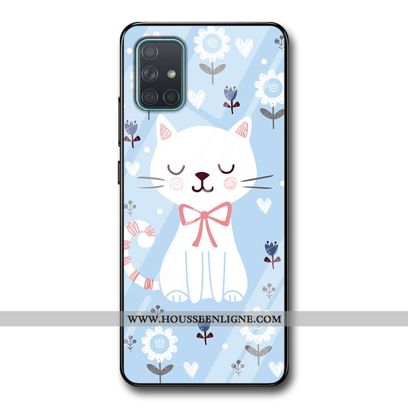 Étui Samsung Galaxy A51 Dessin Animé Silicone Difficile Tout Compris Bleu Personnalité