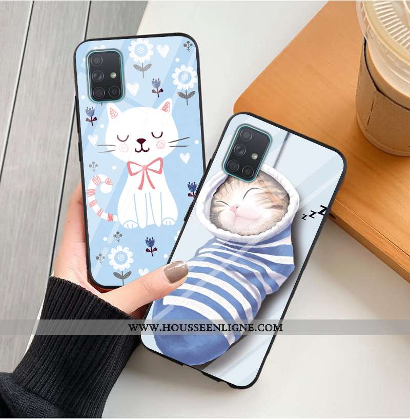 Étui Samsung Galaxy A51 Dessin Animé Silicone Difficile Tout Compris Bleu Personnalité