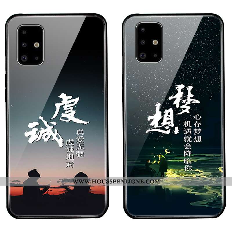 Étui Samsung Galaxy A51 Personnalité Tendance Étoile Protection Miroir Coque Délavé En Daim Noir