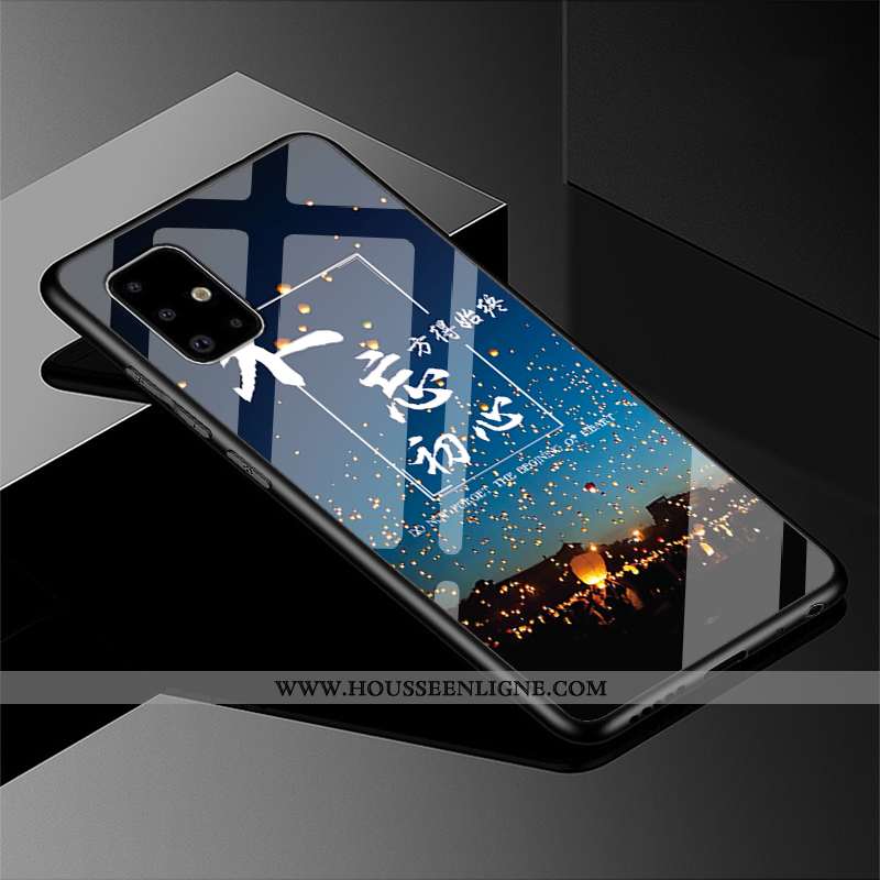 Étui Samsung Galaxy A51 Personnalité Tendance Étoile Protection Miroir Coque Délavé En Daim Noir