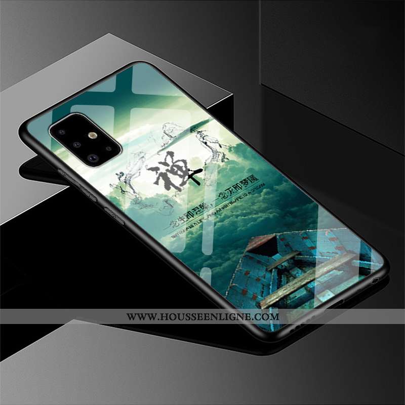 Étui Samsung Galaxy A51 Personnalité Tendance Étoile Protection Miroir Coque Délavé En Daim Noir