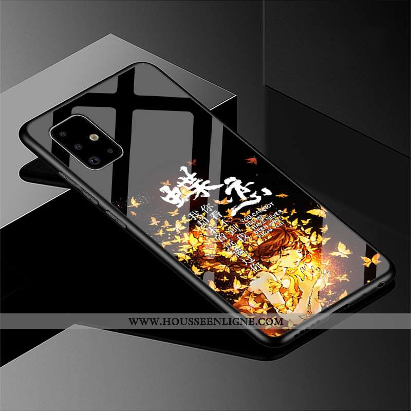 Étui Samsung Galaxy A51 Personnalité Tendance Étoile Protection Miroir Coque Délavé En Daim Noir