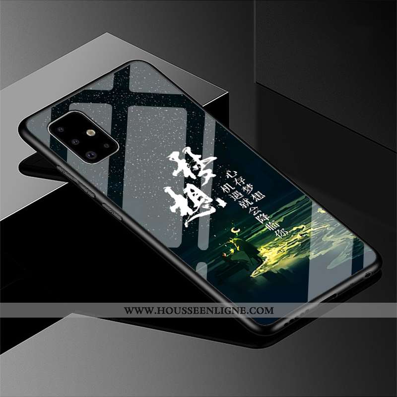 Étui Samsung Galaxy A51 Personnalité Tendance Étoile Protection Miroir Coque Délavé En Daim Noir