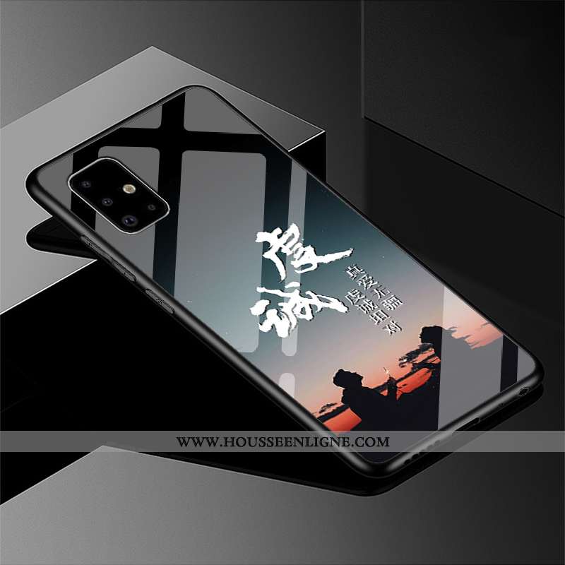 Étui Samsung Galaxy A51 Personnalité Tendance Étoile Protection Miroir Coque Délavé En Daim Noir