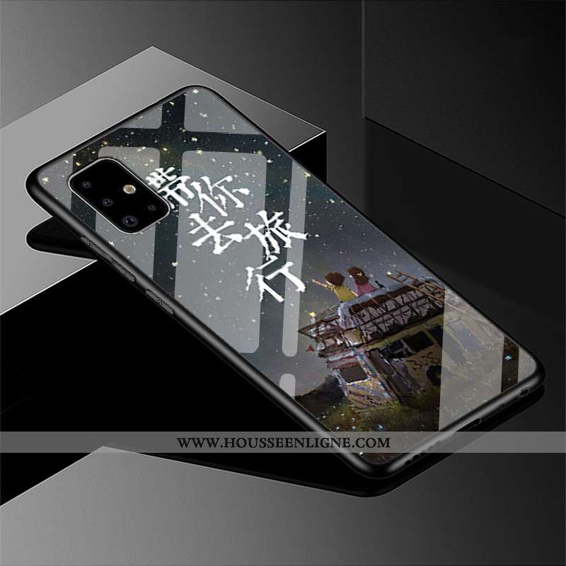 Étui Samsung Galaxy A51 Personnalité Tendance Étoile Protection Miroir Coque Délavé En Daim Noir