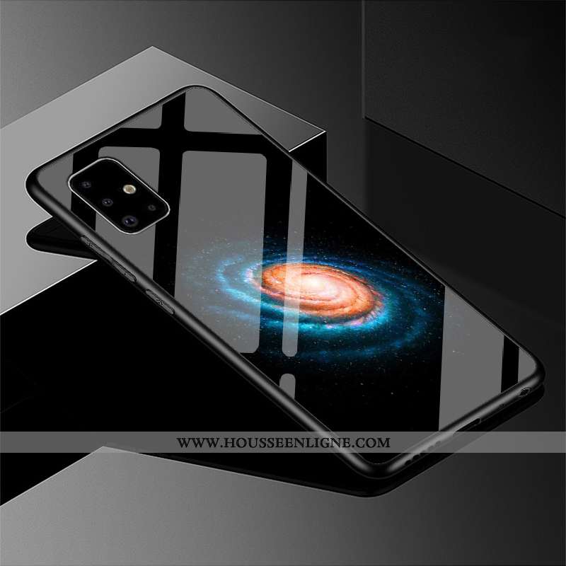 Étui Samsung Galaxy A51 Personnalité Tendance Étoile Protection Miroir Coque Délavé En Daim Noir