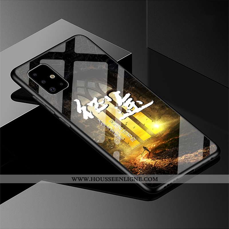 Étui Samsung Galaxy A51 Personnalité Tendance Étoile Protection Miroir Coque Délavé En Daim Noir