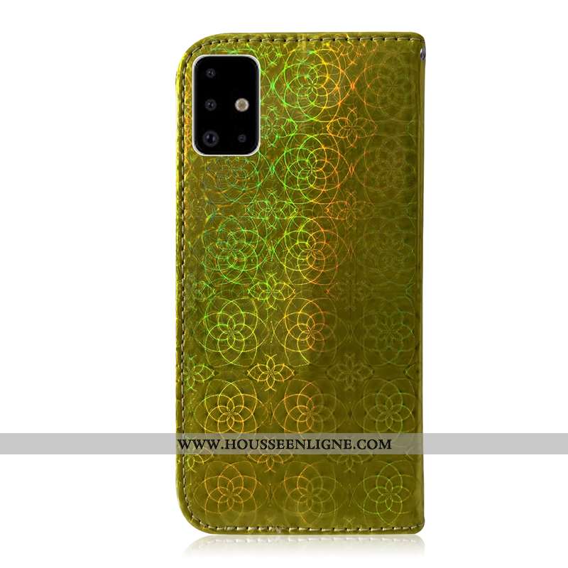 Étui Samsung Galaxy A51 Protection Cuir Carte Incassable Or Coque Étoile Doré