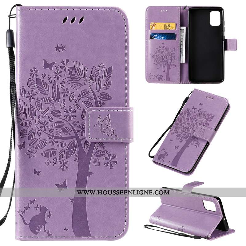 Étui Samsung Galaxy A51 Protection Cuir Clamshell Bleu Incassable Téléphone Portable Étoile