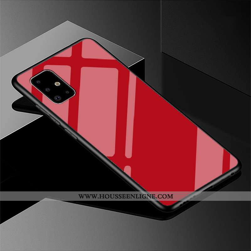 Étui Samsung Galaxy A51 Verre Délavé En Daim Simple Étoile Protection Tout Compris Noir