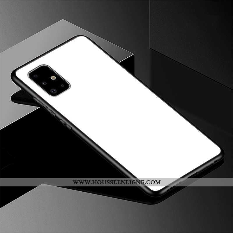 Étui Samsung Galaxy A51 Verre Délavé En Daim Simple Étoile Protection Tout Compris Noir