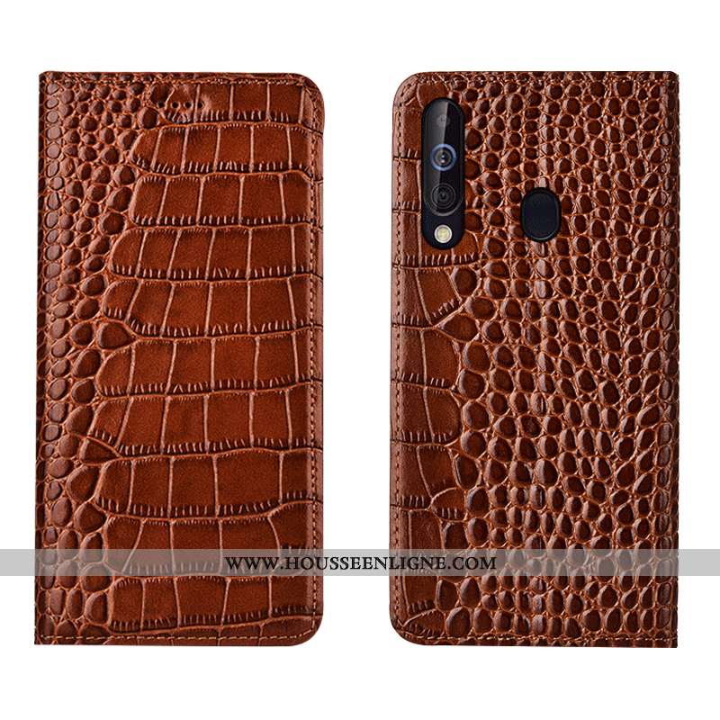 Étui Samsung Galaxy A60 Cuir Cuir Véritable Rouge Crocodile Véritable Étoile