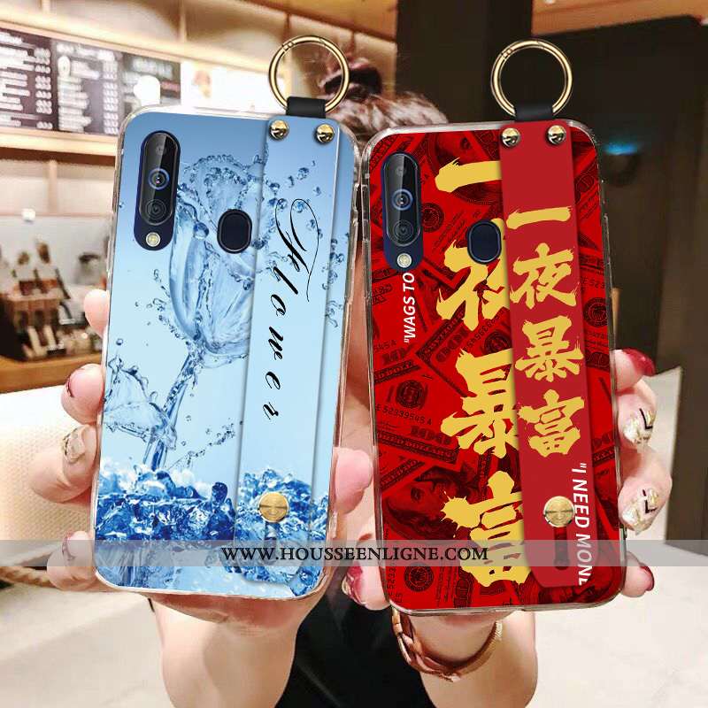 Étui Samsung Galaxy A60 Dessin Animé Tendance Fluide Doux Incassable Téléphone Portable Bleu Style C