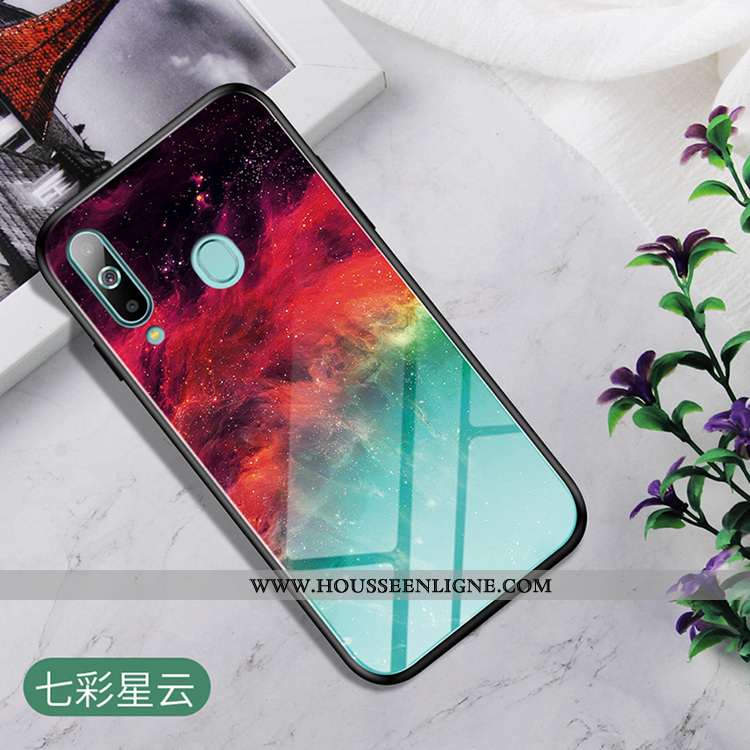 Étui Samsung Galaxy A60 Ornements Suspendus Personnalité Étoile Support Coque Verre Rouge