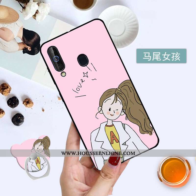 Étui Samsung Galaxy A60 Personnalité Silicone Rose Protection Coque Étoile