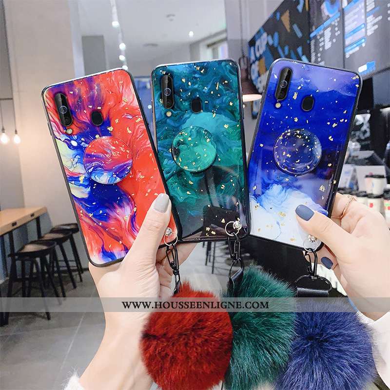 Étui Samsung Galaxy A60 Silicone Protection Support Coque Bleu Incassable Étoile