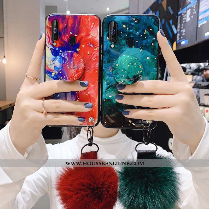 Étui Samsung Galaxy A60 Silicone Protection Support Coque Bleu Incassable Étoile