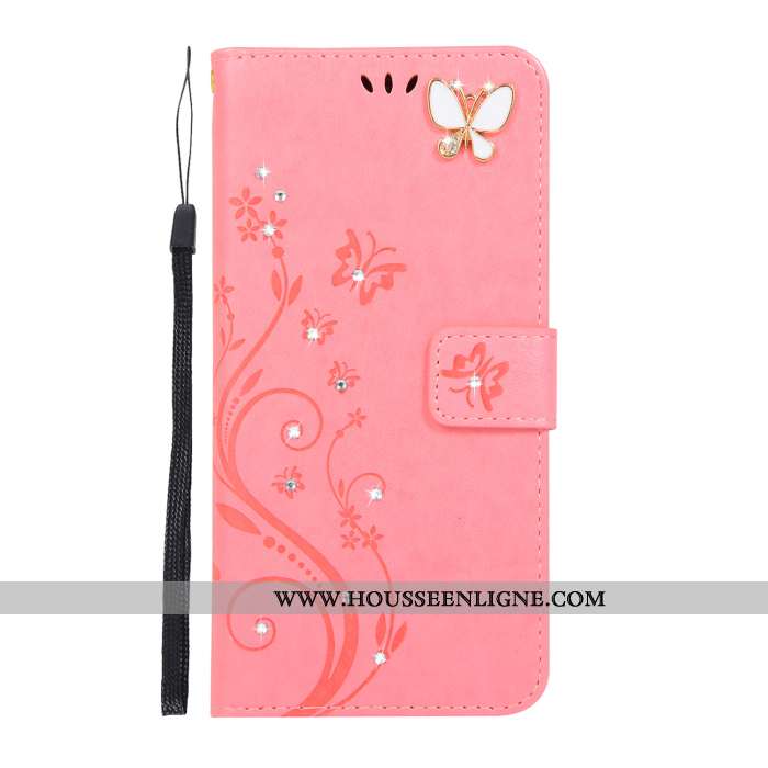 Étui Samsung Galaxy A60 Silicone Strass Tout Compris Coque Fluide Doux Cuir Ornements Suspendus Rose