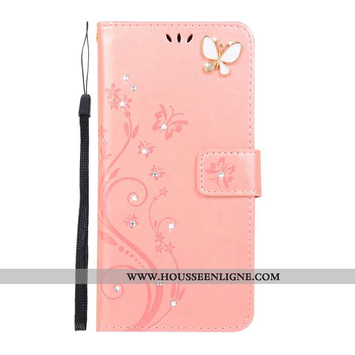 Étui Samsung Galaxy A60 Silicone Strass Tout Compris Coque Fluide Doux Cuir Ornements Suspendus Rose