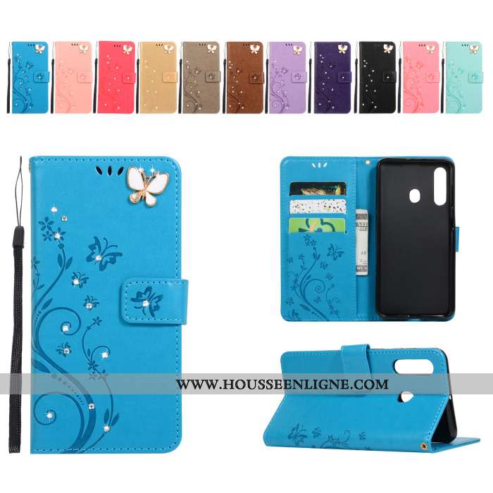 Étui Samsung Galaxy A60 Silicone Strass Tout Compris Coque Fluide Doux Cuir Ornements Suspendus Rose