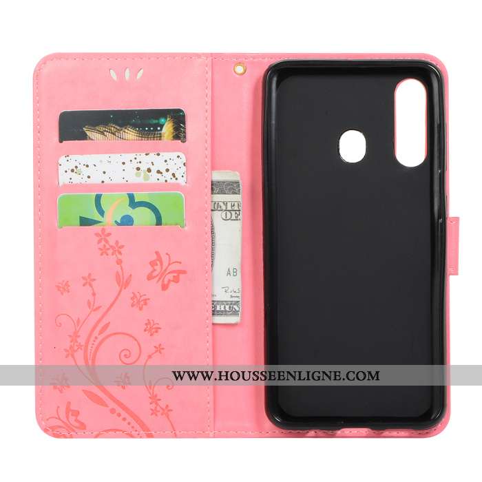 Étui Samsung Galaxy A60 Silicone Strass Tout Compris Coque Fluide Doux Cuir Ornements Suspendus Rose