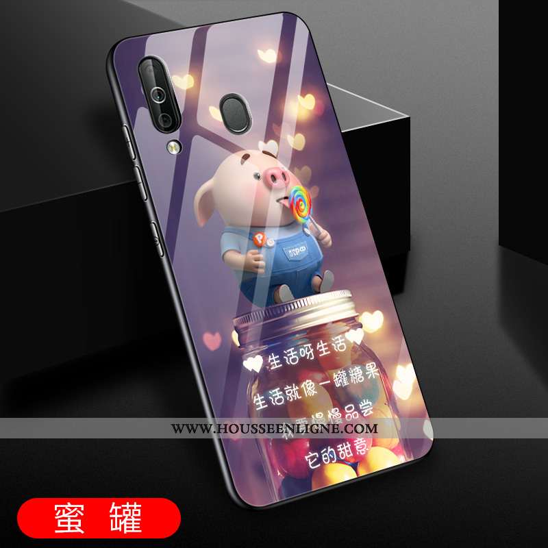 Étui Samsung Galaxy A60 Verre Dessin Animé Incassable Étoile Coque Protection Violet