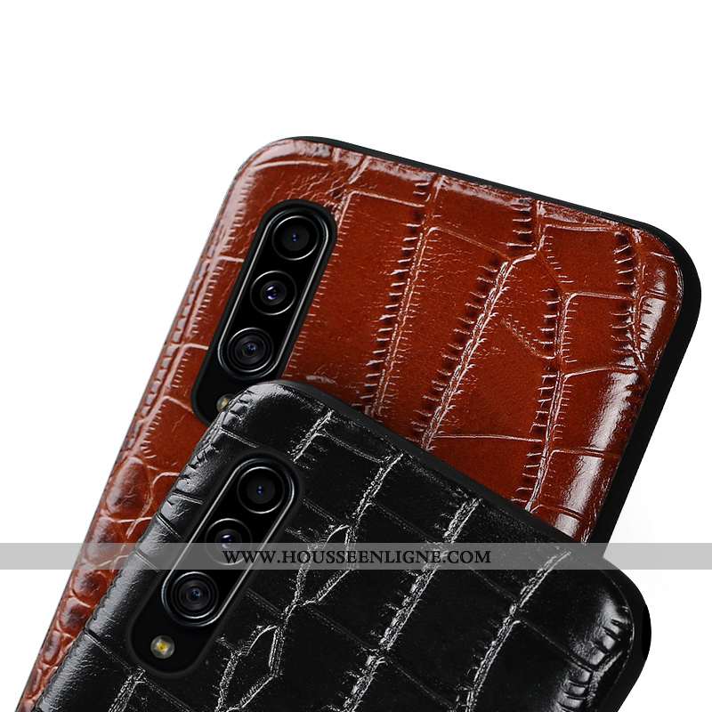 Étui Samsung Galaxy A70 Cuir Véritable Tendance Tout Compris Coque Cuir Modèle Fleurie Marron