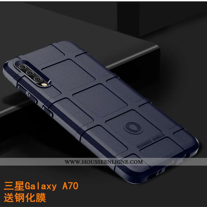 Étui Samsung Galaxy A70 Délavé En Daim Personnalité Tendance Créatif Tout Compris Luxe Silicone Noir