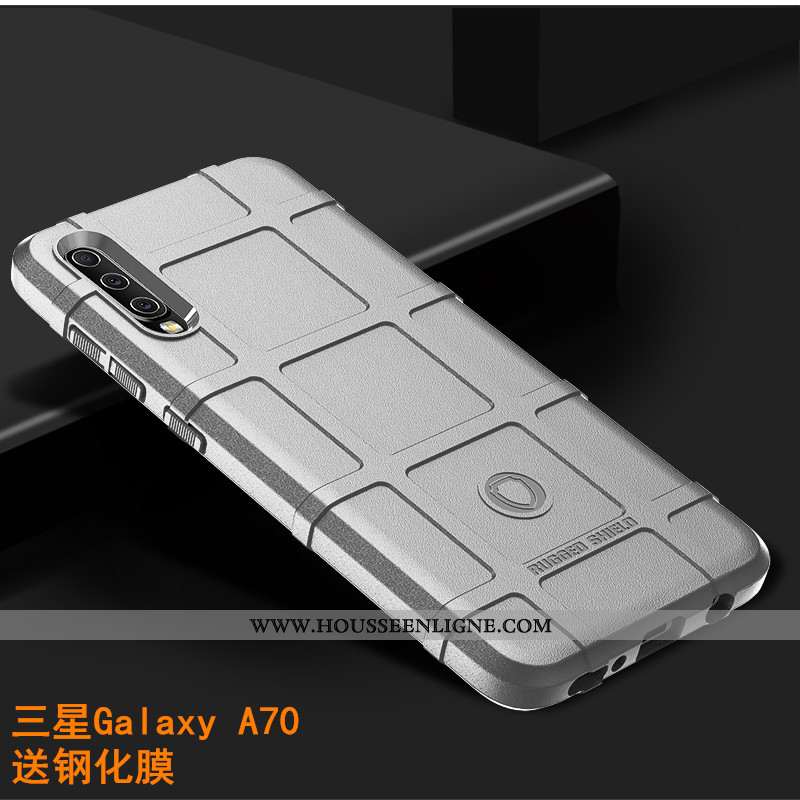Étui Samsung Galaxy A70 Délavé En Daim Personnalité Tendance Créatif Tout Compris Luxe Silicone Noir