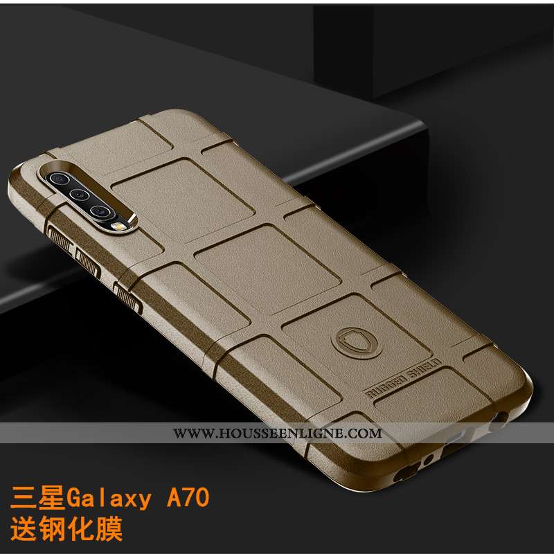Étui Samsung Galaxy A70 Délavé En Daim Personnalité Tendance Créatif Tout Compris Luxe Silicone Noir