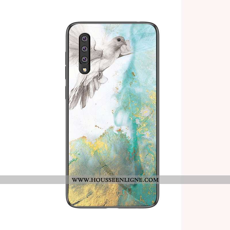 Étui Samsung Galaxy A70 Fluide Doux Protection Net Rouge Coque Verre Incassable Tout Compris Bleu