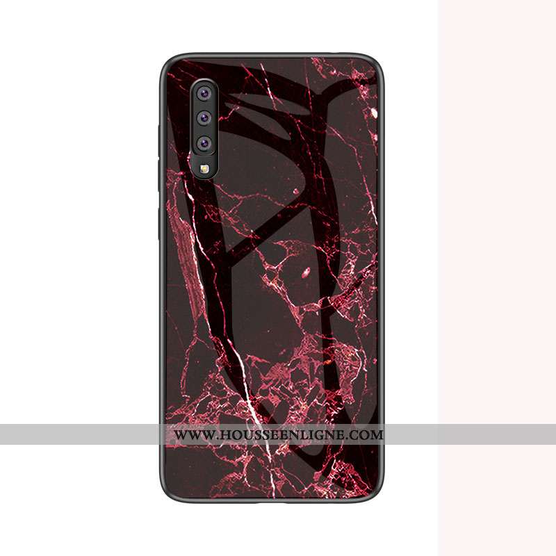 Étui Samsung Galaxy A70 Fluide Doux Protection Net Rouge Coque Verre Incassable Tout Compris Bleu