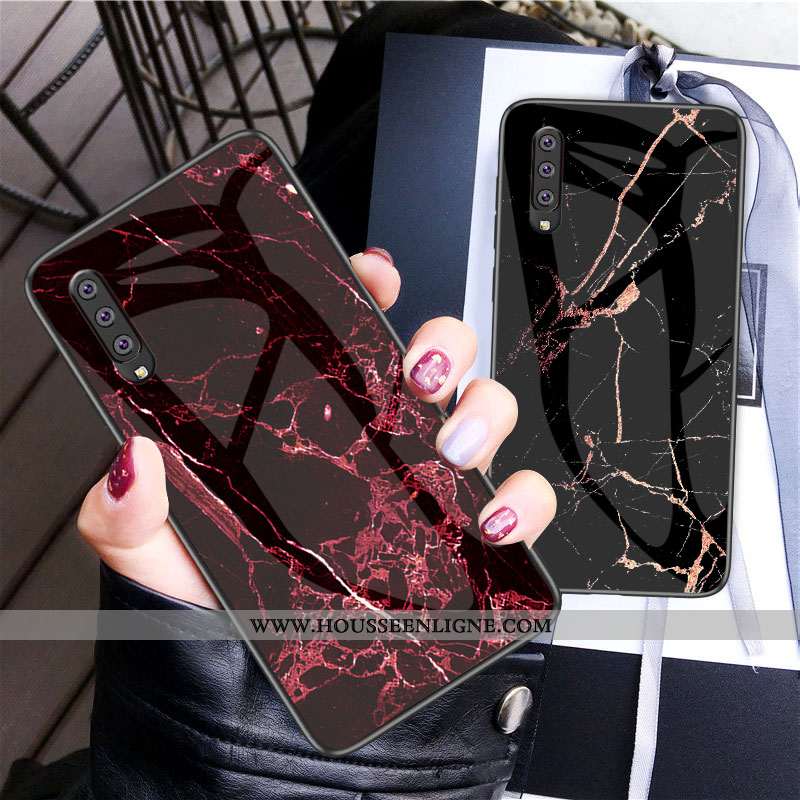 Étui Samsung Galaxy A70 Fluide Doux Protection Net Rouge Coque Verre Incassable Tout Compris Bleu