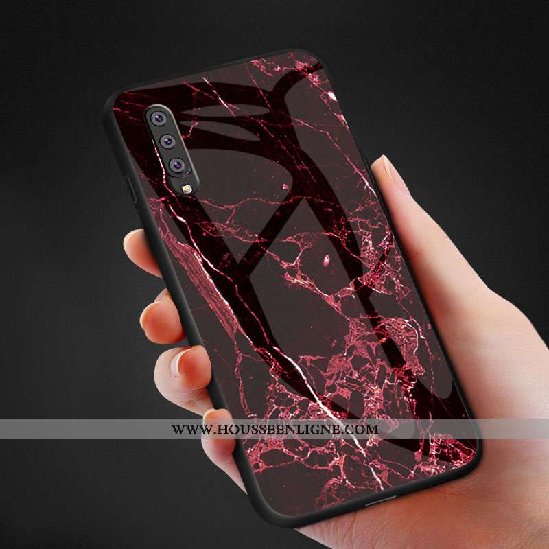 Étui Samsung Galaxy A70 Fluide Doux Protection Net Rouge Coque Verre Incassable Tout Compris Bleu