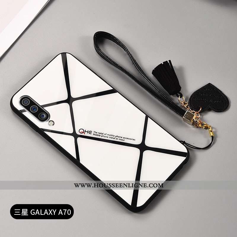 Étui Samsung Galaxy A70 Tendance Légère Fluide Doux Blanc Net Rouge Créatif Coque Blanche