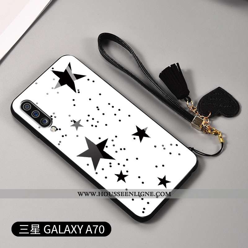Étui Samsung Galaxy A70 Tendance Légère Fluide Doux Blanc Net Rouge Créatif Coque Blanche