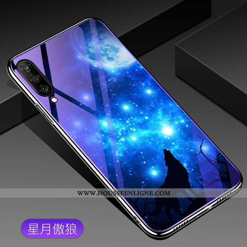 Étui Samsung Galaxy A70 Verre Personnalité Couleur Unie Motif Bleu Téléphone Portable Violet