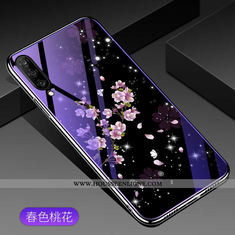 Étui Samsung Galaxy A70 Verre Personnalité Couleur Unie Motif Bleu Téléphone Portable Violet