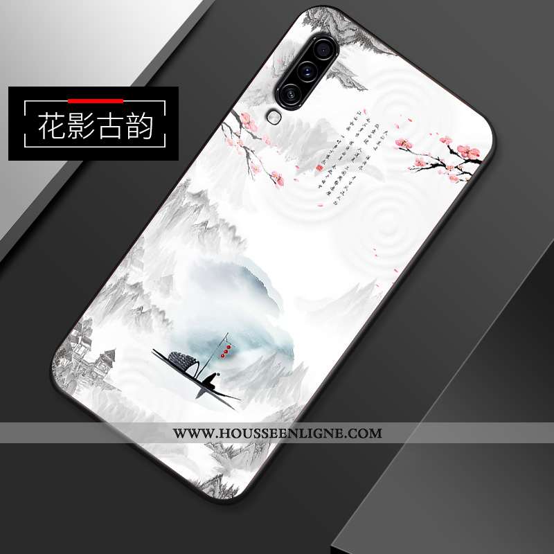 Étui Samsung Galaxy A70s Créatif Vintage Étoile Style Chinois Fluide Doux Incassable Blanche