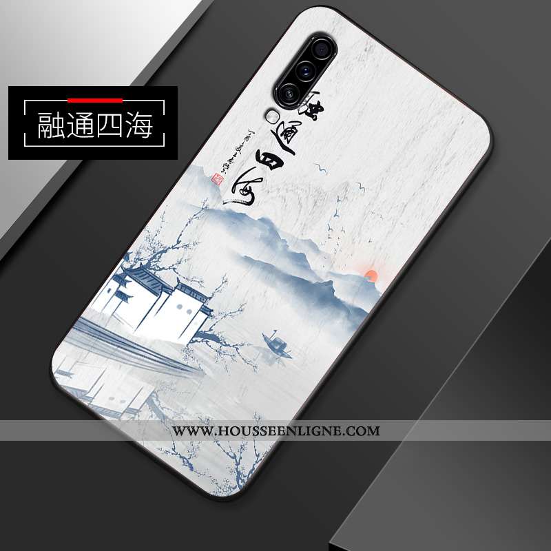 Étui Samsung Galaxy A70s Créatif Vintage Étoile Style Chinois Fluide Doux Incassable Blanche