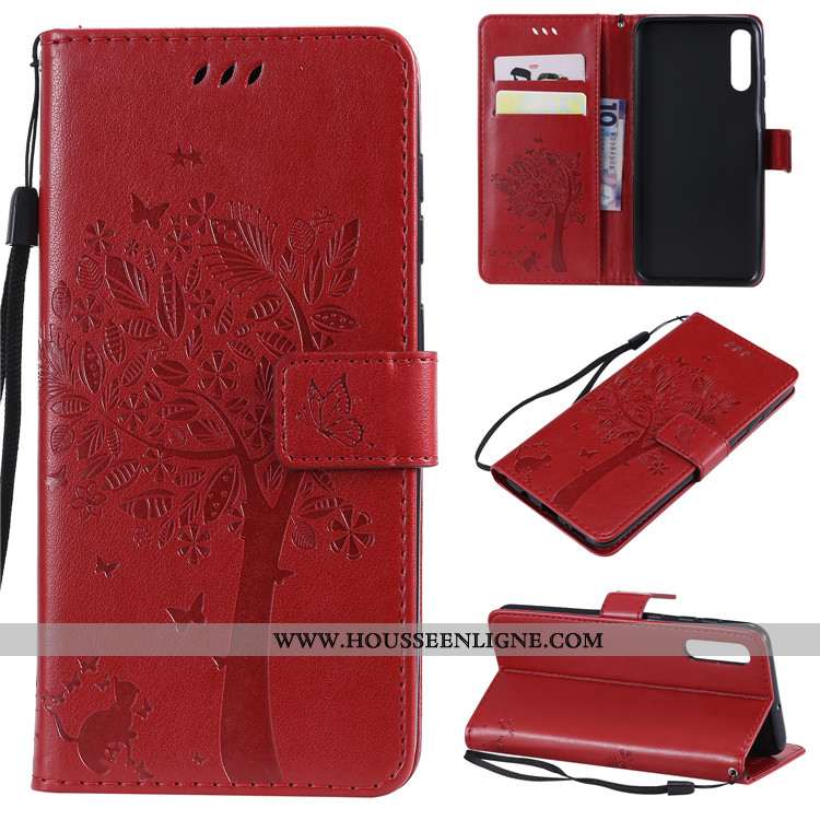 Étui Samsung Galaxy A70s Cuir Fluide Doux Incassable Coque Protection Étoile Rouge