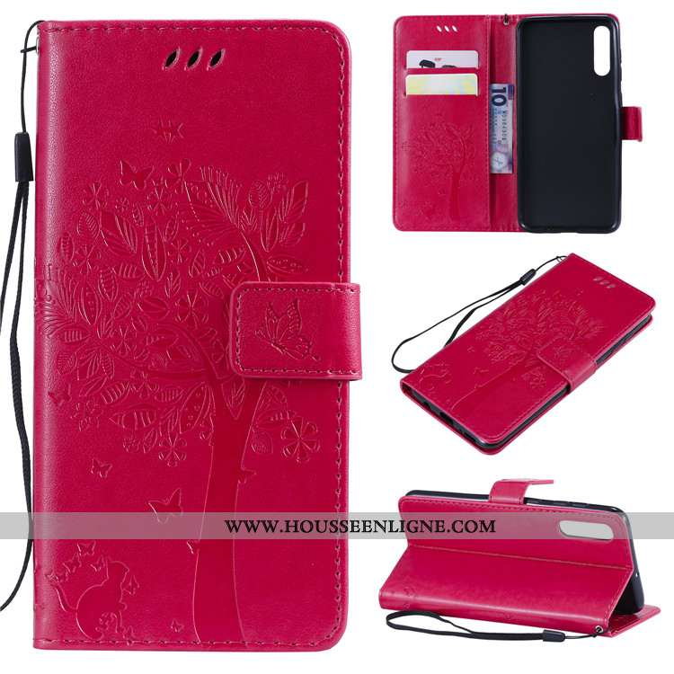 Étui Samsung Galaxy A70s Cuir Fluide Doux Incassable Coque Protection Étoile Rouge