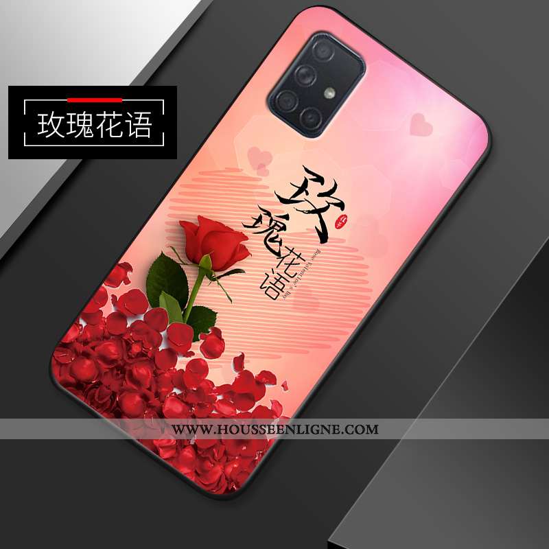 Étui Samsung Galaxy A71 Coque En Silicone Délavé En Daim Créatif Fluide Doux Simple Rose