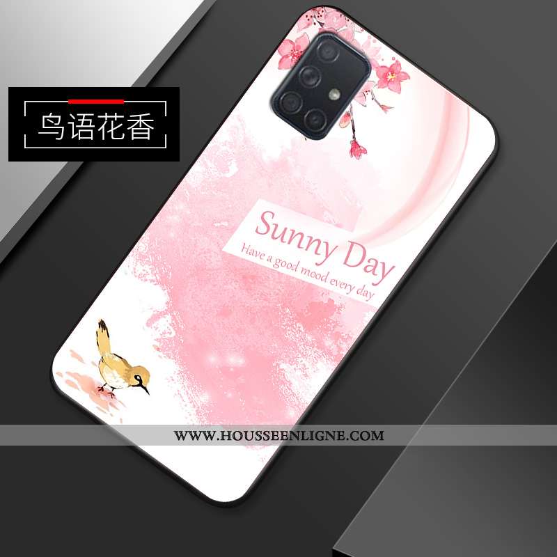 Étui Samsung Galaxy A71 Coque En Silicone Délavé En Daim Créatif Fluide Doux Simple Rose