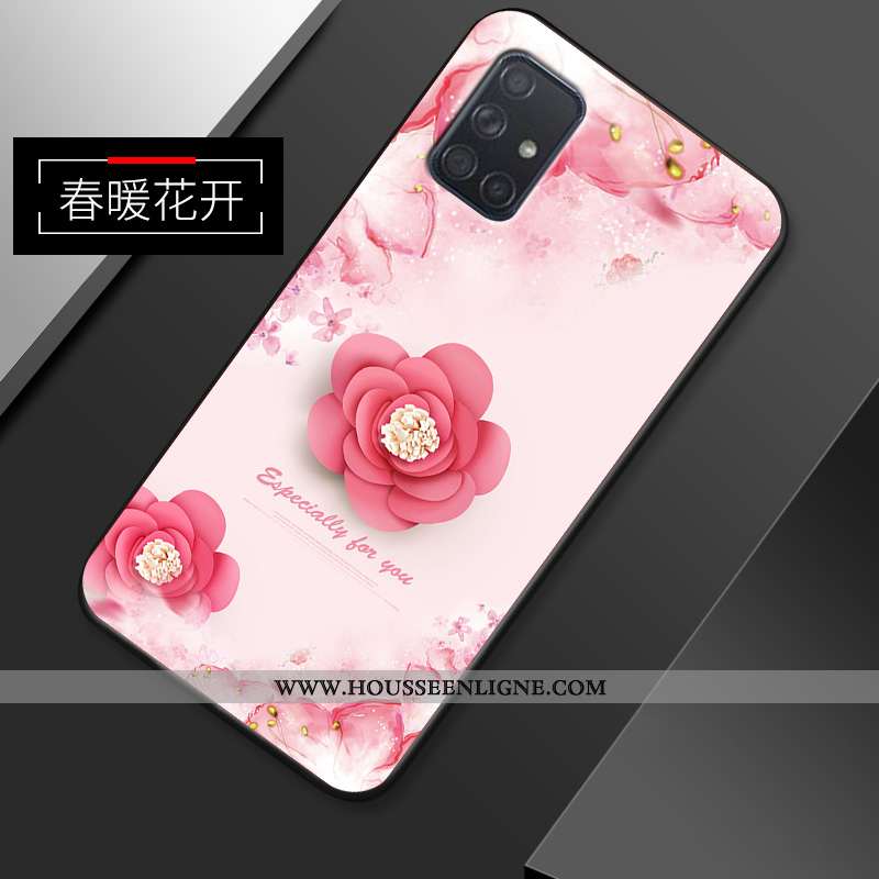 Étui Samsung Galaxy A71 Coque En Silicone Délavé En Daim Créatif Fluide Doux Simple Rose