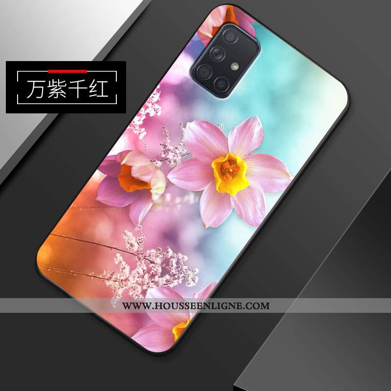 Étui Samsung Galaxy A71 Coque En Silicone Délavé En Daim Créatif Fluide Doux Simple Rose