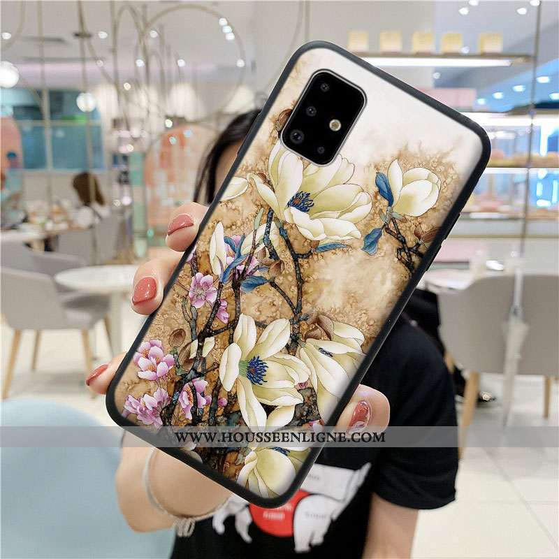 Étui Samsung Galaxy A71 Créatif Fluide Doux Coque Téléphone Portable Silicone Petit Bleu