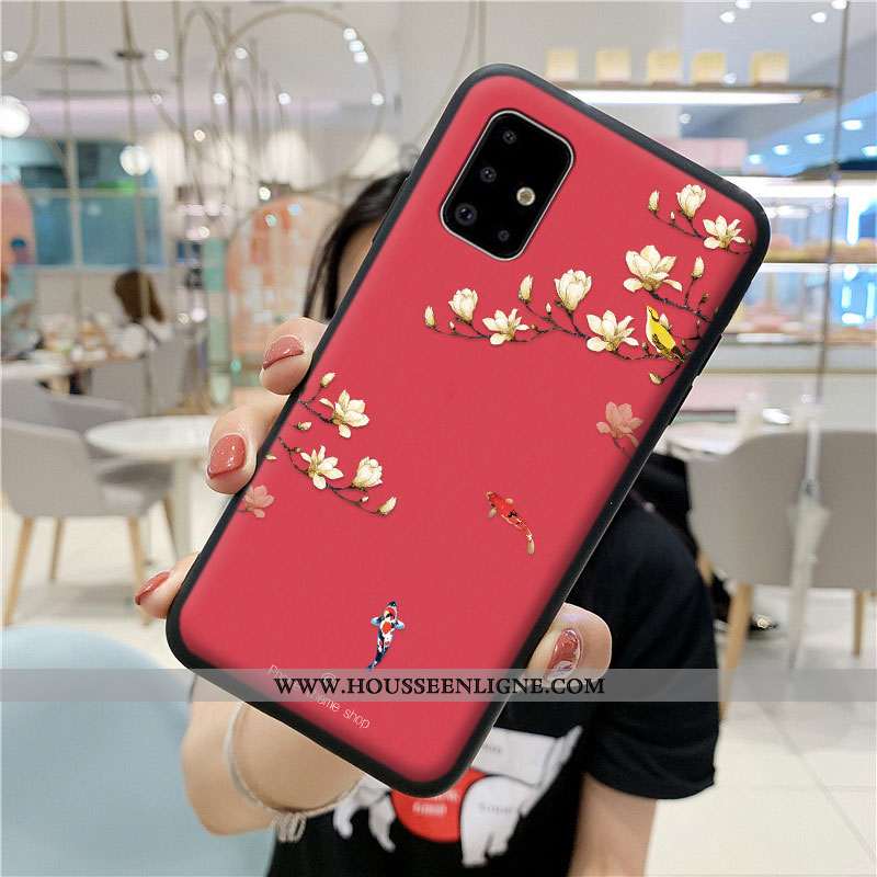 Étui Samsung Galaxy A71 Créatif Fluide Doux Coque Téléphone Portable Silicone Petit Bleu