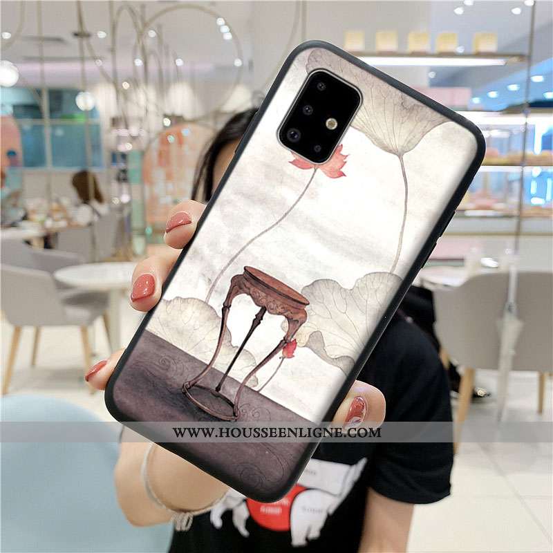 Étui Samsung Galaxy A71 Créatif Fluide Doux Coque Téléphone Portable Silicone Petit Bleu